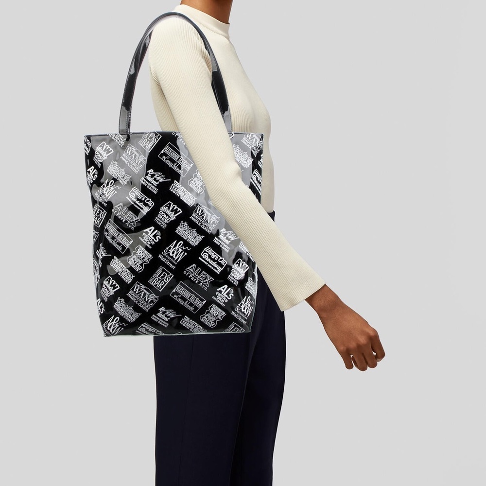 ALEXANDER WANG Printed Patent Leather Tote Black All‎ Over Print Luxury Chic